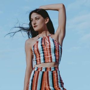 Nasty Gal Striped Velvet Crop Top